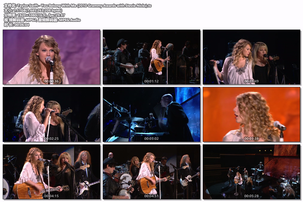 图片[5]-泰勒·斯威夫特 Taylor Swift – You Belong With Me (2010 Grammy Awards with Stevie Nicks) [HDTV TS 1.56GB]-蓝光演唱会资源网