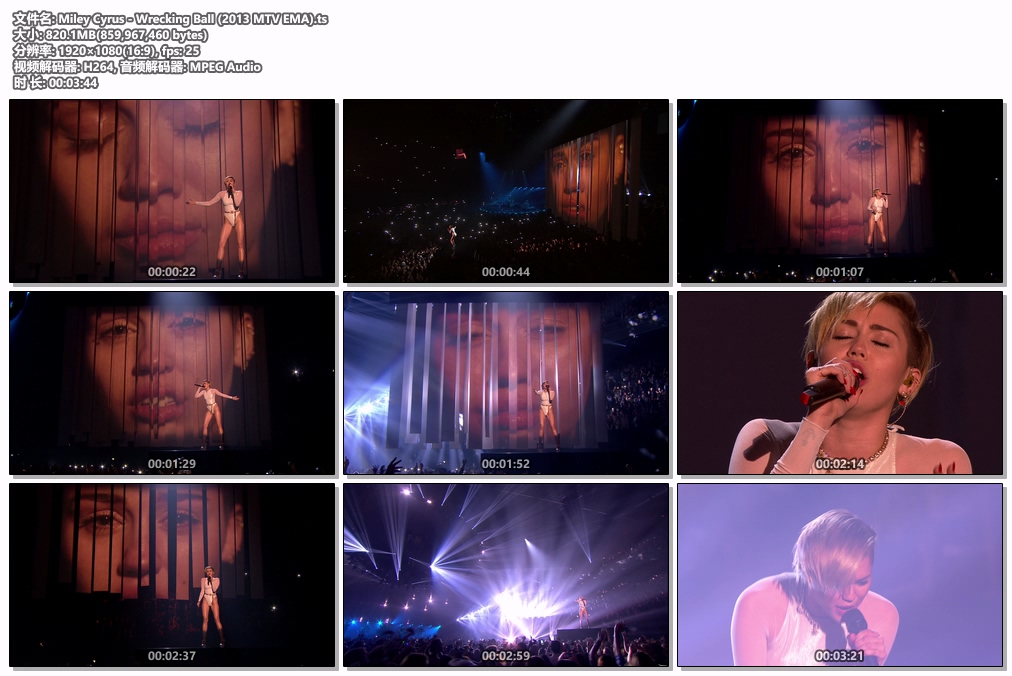 图片[4]-麦莉·赛勒斯 Miley Cyrus – Wrecking Ball (2013 MTV EMA 1080i) [HDTV TS 820MB]-蓝光演唱会资源网