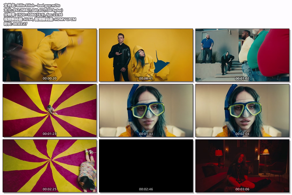 图片[2]-Billie Eilish – bad guy 1080P [Master M2TS 992.2MB]-蓝光演唱会资源网